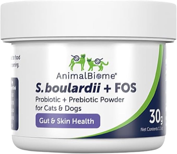 AnimalBiome Pet Probiotics - S. boulardii + FOS Probiotic and Prebiotic Powder for Dogs and Cats 30g