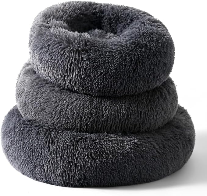 Small Cat Beds for Indoor Cats Nest Bed Dog Beds Kitten Warm Rabbit Pillow Fluffy Donut Puppy Bed for Small Dogs Kitten Bed for 3Kg Pet