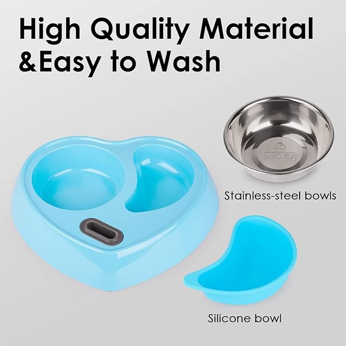 Super Design Elevated Pet Feeder with Stainless Steel Bowl & Automatic Water Dispenser – Adjustable Dog Cat Feeding Station with 360° Rotating Bottle, Non-Slip Base & Spill-Control Silicone Catcher