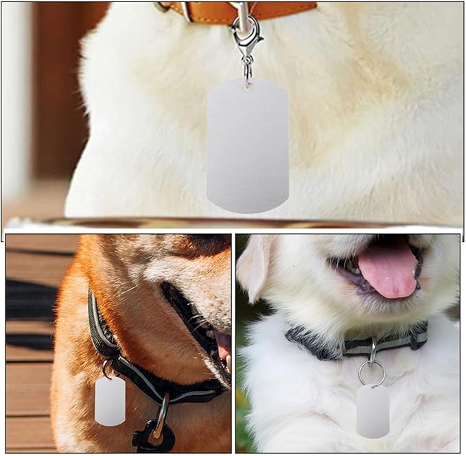 SHOWERORO 12pcs Aluminum Dog Tags Blank Metal Tags 50x30mm Sturdy Pet Id Labels for Dogs for Pet Supplies