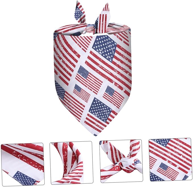 YARNOW Pet Triangle Bandana American Flag Dog Scarf Decorative Independence Day Bandana Festival Pet Supplies for Dogs and Cats