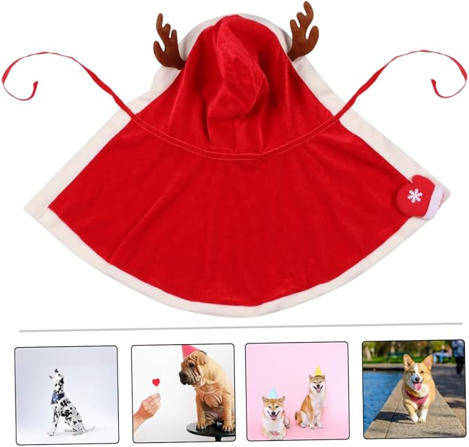 SOLUSTRE Christmas Dog Cloak with Fleece Hooded Pet Clothes XL Winter Costume Festive Pet Supplies for Dogs