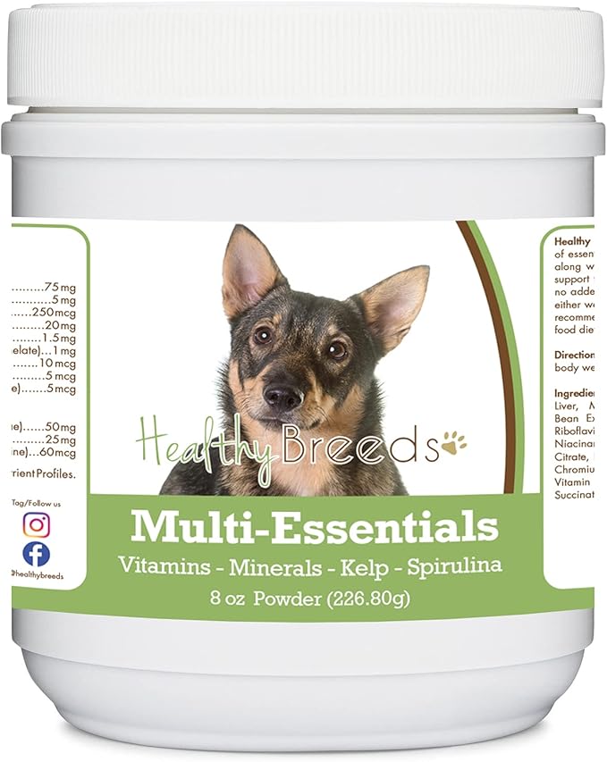 Healthy Breeds Swedish Vallhund Multi-Essentials Powder for Dogs - an Ideal Supplement of Vitamins, Minerals & Antioxidants for Your Dog - 8 oz