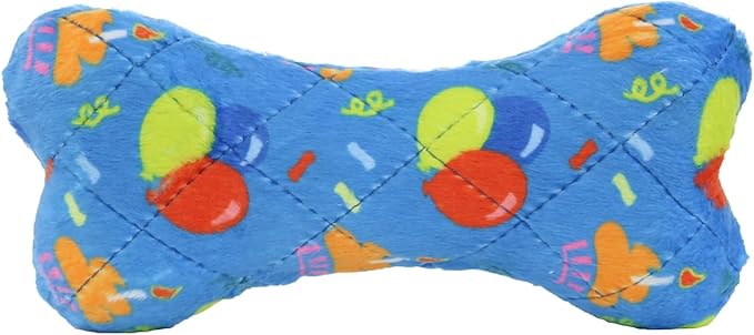 MIGHTY- NO Stuff Bone– Squeaky Plastic Core. 2-in-1 Toy. Made Durable, Strong & Tough. Interactive Play Dog Toy (Tug, Toss & Fetch). It Floats. (Celebration, Medium)