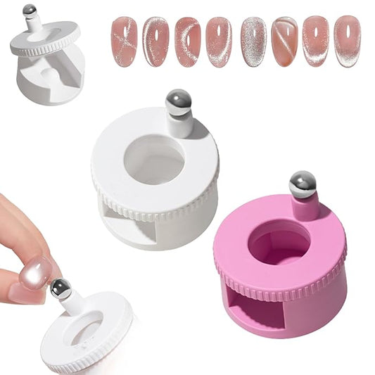 2026 New Rotating Cat Eye Magnet, Automatic Glass Bead Suction of Cat Eye Nail, 360° Rotating Main Body, Uniform Magnetic Force,Beginner Friendly Nail Tool,Creating Wide Cat Eye Effect in 2s (2 MIx)