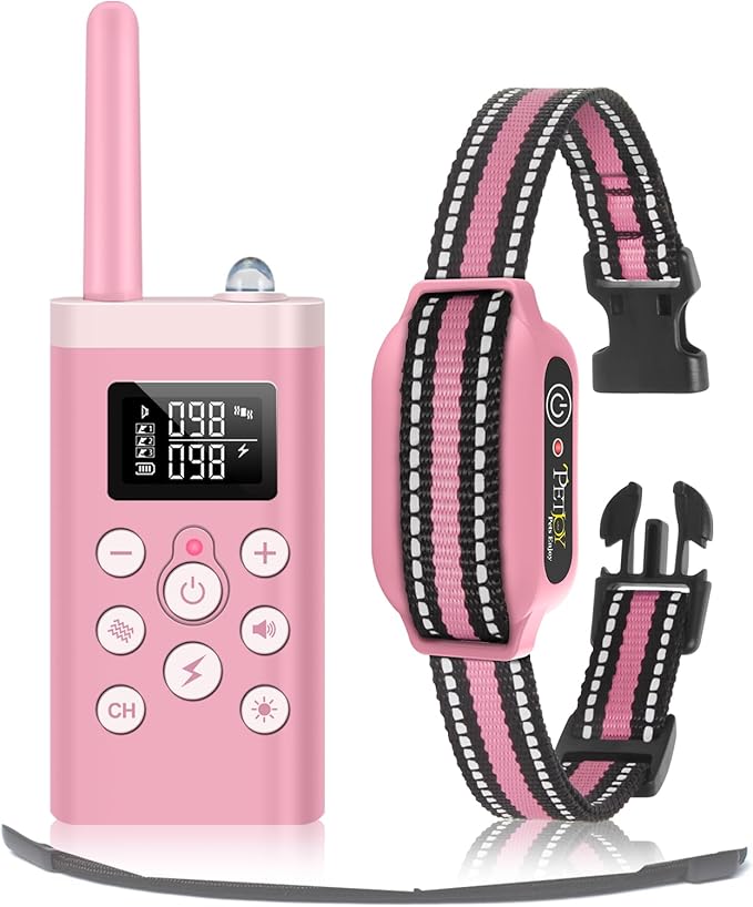 PetJoy Dog Shock Collar System – Remote-Controlled Bark Collar for Large Dogs, 2-in-1 Auto & Manual Mode, Vibration & Sound, 5 Adjustable Levels, 1000ft Range, Rechargeable Battery