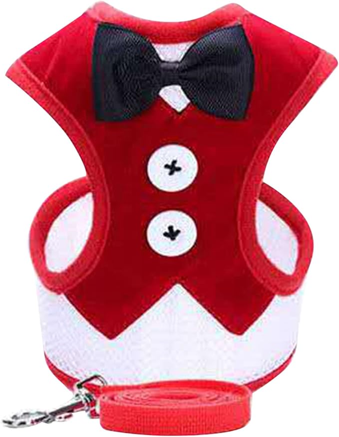 Dog Harness Leash, Breathable Fabric Bow Tie Harness Set, Colorful Sturdy, for Medium Large Dogs Walking Pet Supplies (L)