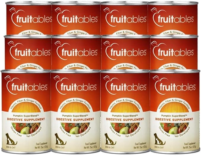 Fruitables Pumpkin Digestive Supplement – Made with Pumpkin for Dogs – Healthy Fiber Supplement for Pet Nutrition – 15 ounces (Pack of 12)