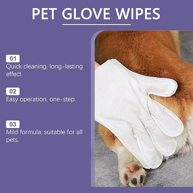 Odor-Removing Pet Grooming Gloves, Odor-Removing Pet Grooming Gloves, Nourishing Waterless Portable Grooming Tool, Refreshing and Water-Free, For Cats and Dogs