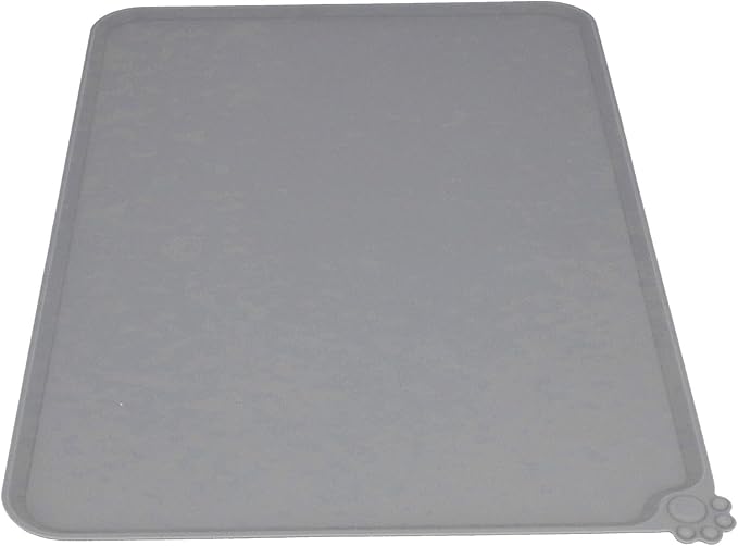 Silicone Non Slip Pet Feeding Bowl Mat for Dogs, Leakproof Dog Placemat for Food and Water, 11.8x18.9in Pet Supplies (Grey)