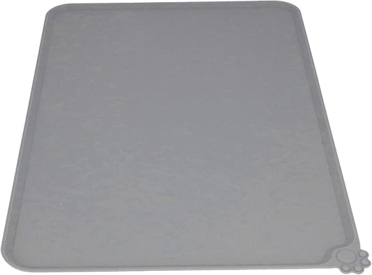 Silicone Non Slip Pet Feeding Bowl Mat for Dogs, Leakproof Dog Placemat for Food and Water, 11.8x18.9in Pet Supplies (Grey)