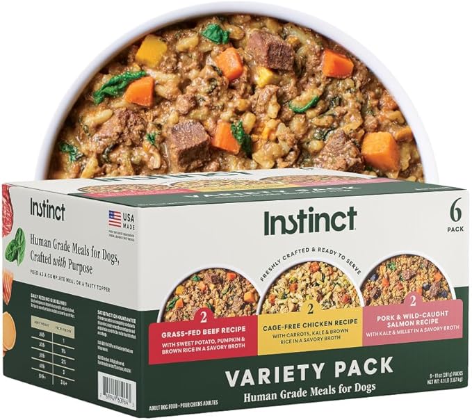 Instinct Freshly Crafted Meals, Dog Wet Food or Topper - Variety Pack, 11oz. Carton (Pack of 6)