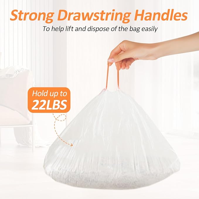 Cat Litter Box Liners, 45 Count Drawstring Litter Waste Receptacles Bags, Tear-Resistant, Leak-Proof, Easy Disposal Cat Poop Bags for Automatic Litter Box, Strengthen Unscented