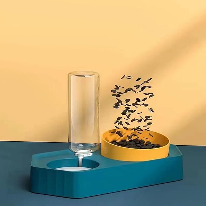 Dog Bowls Drinking Pet Feeding Station Detachable Non Slip Pet Feeder and Waterer for Cats Dogs Small Medium Large Pets Supplies, Double Blue