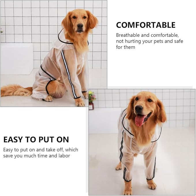 VILLCASE Dog Raincoat Waterproof Hooded Poncho with Full Body Coverage for Medium Large Dogs 2XL Outdoor Rain Jacket Pet Supplies