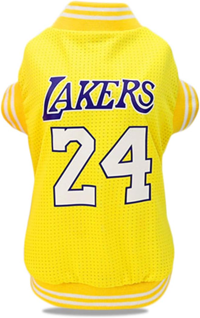 Dog Clothes Basketball Mesh Breathable T-Shirt,Pet Clothes Puppy Sportswear Spring/Summer Fashion Dog Shirt. (Yellow, X-Large)