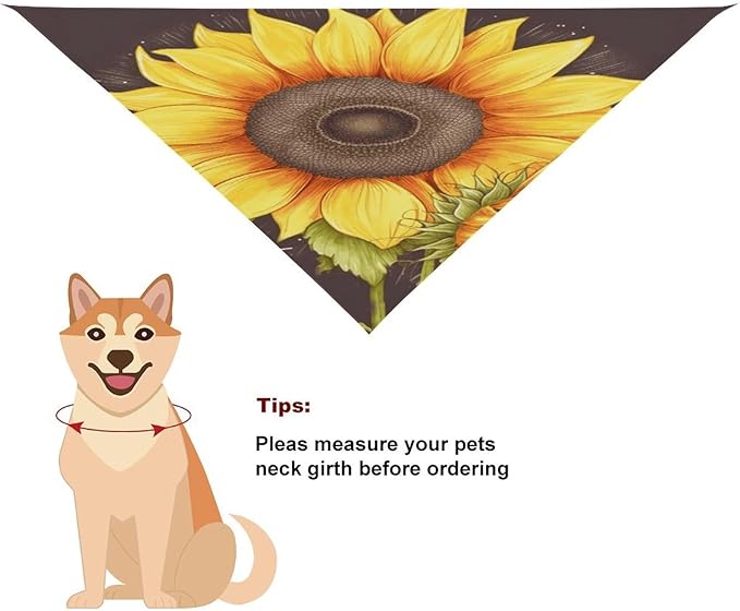 Dog Bandana Spring Pet Scarf Adjustable Triangle You are My Sunshine Sunflower Printing Dog Bib Washable Polyester Puppy Bandana for Small Medium Large Dogs Cat Birthday Party Supplies