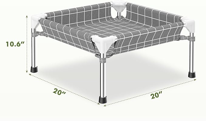 4-Sided Enclosed Elevated Dog Bed - Scratch-Resistant Stainless Steel Frame, Safety Fences to Prevent Falling, Ideal for Puppies & Cats, Indoor & Outdoor Use, Patio/Camping Friendly