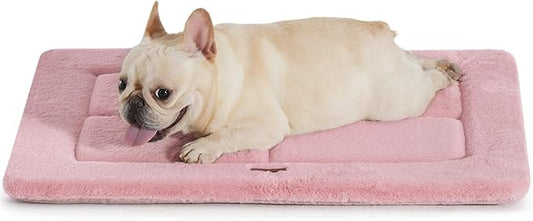 Made4Pets Dog Crate Pad Bed for Medium Dogs, Washable & Reversible, Anti-Slip Kennel Mat for Cozy Sleeping, Soft Fluffy Dog Bed for Indoor & Outdoor Use, 29"x21", Pink