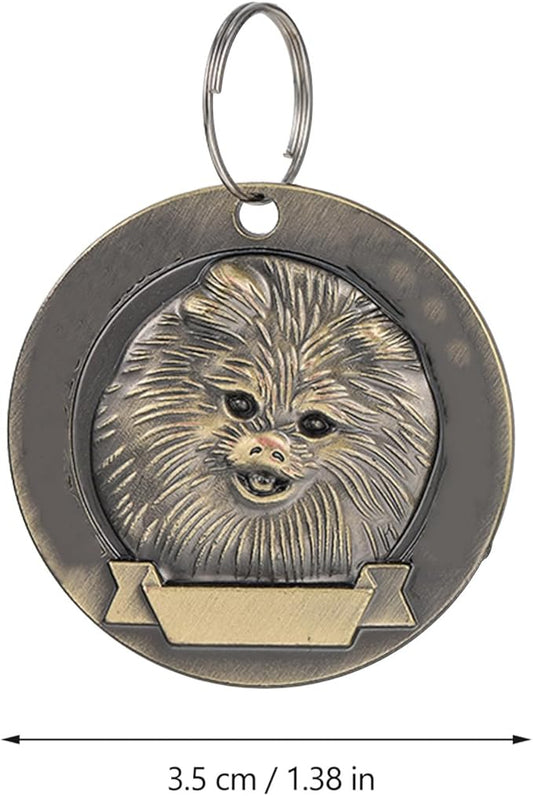 COLLBATH 3pcs Vintage Bronze Zinc Alloy Pet Id Tags for Pomeranian Dogs, Custom Engraved Collar Charms, Sturdy Dog Supply Accessories for Small Breeds