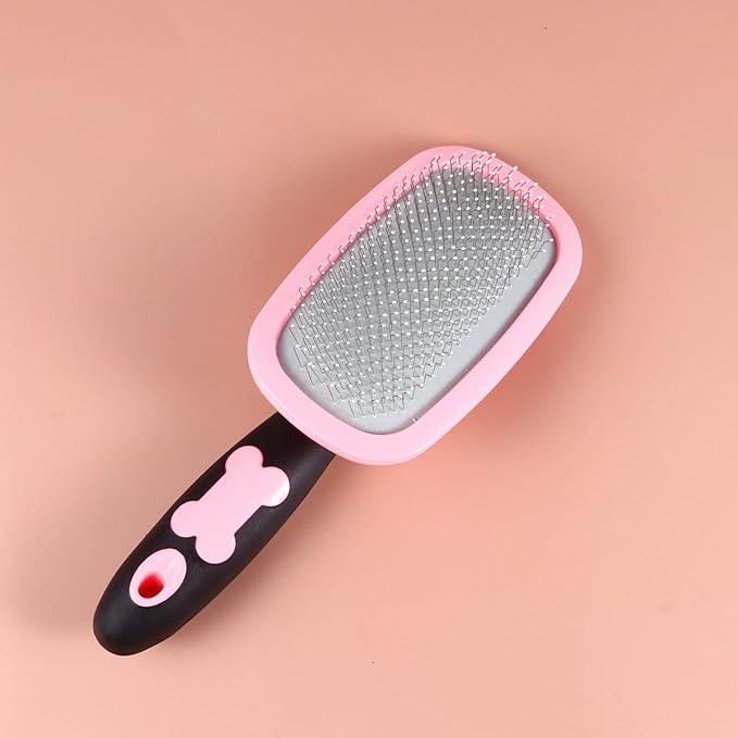 ERINGOGO Pet Grooming Comb 360° Rotatable Massage Brush Large Size Pink with Dots for Dog and Cat Shedding and Cleaning