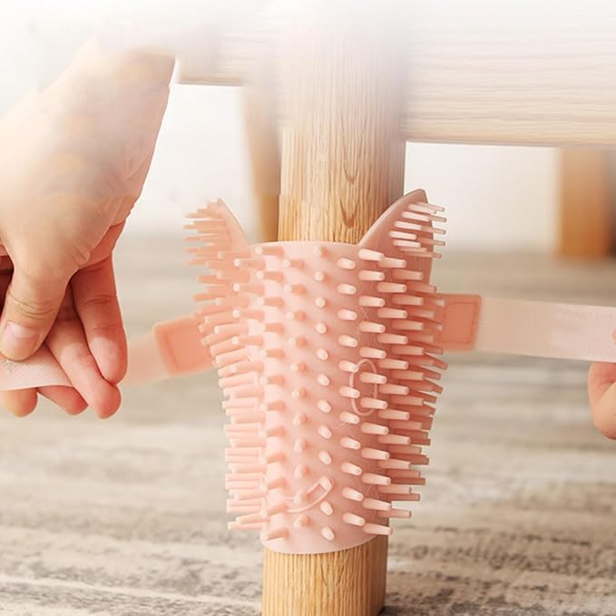 Alipis Cat Silicone Massage Brush Self-scratching Corner Grooming Comb for Cats, Pet Massage Tool with Wall Fixing, Wet and Dry Use, Large Pink