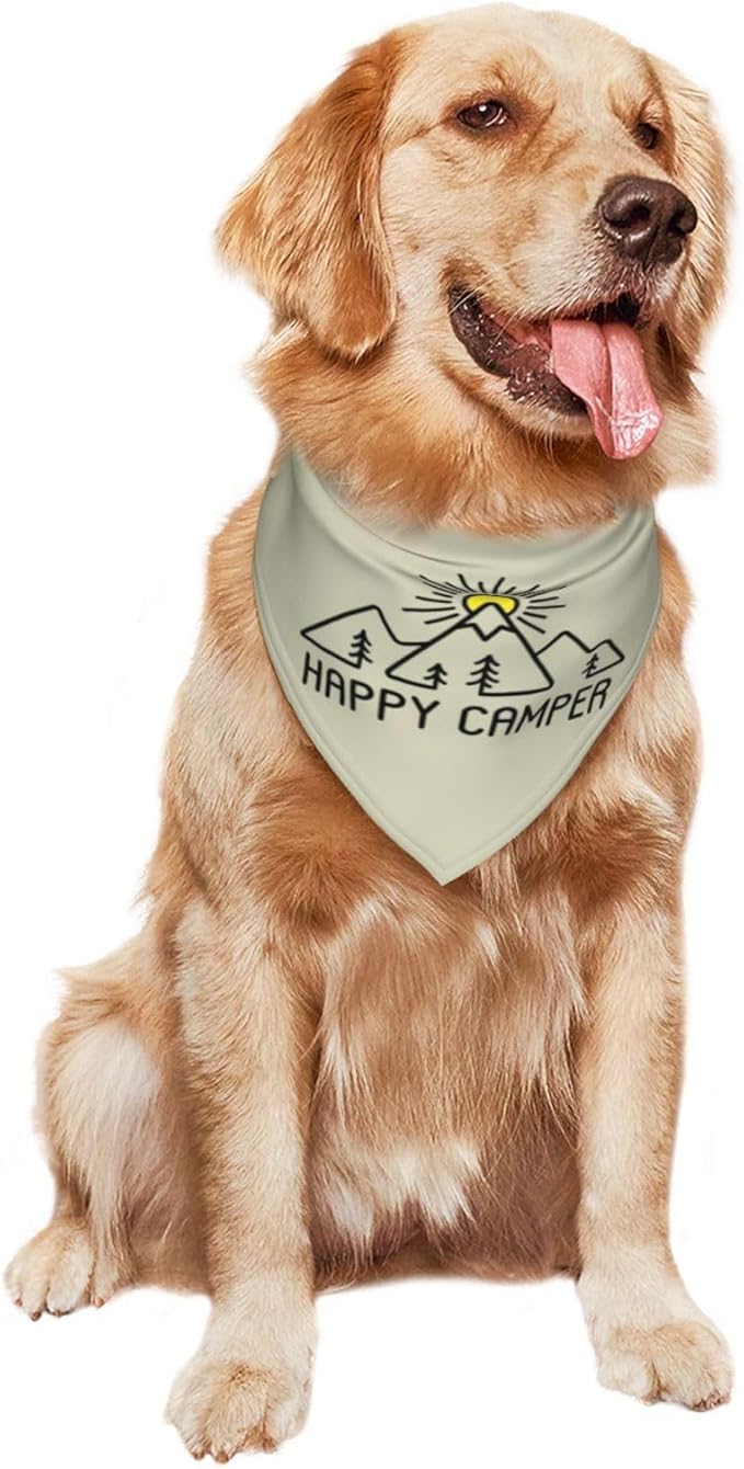 Happy Camper Summer Dog Bandana，Adorable Puppy Accessory for The avid Camper ，Pet Neckerchief for Pets Daily Wear Photo Prop Party Supplies,Funny Cute Dog Bandana (Light Green)