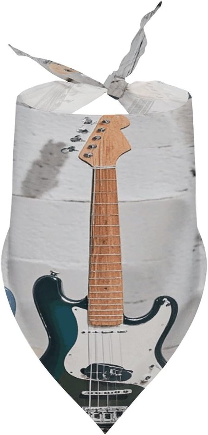 Dog Bandana Spring Pet Scarf Adjustable Triangle Guitar Bass Music Musical Instruments Printing Dog Bib Washable Polyester Puppy Bandana for Small Medium Large Dogs Cat Birthday Party Supplies
