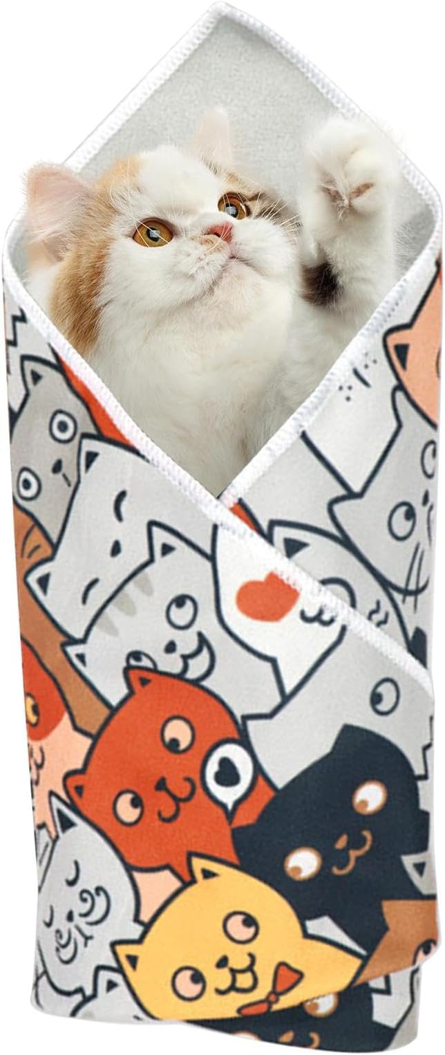Cat Grooming Wrap - Self-Adhesive Adjustable Fabric Blanket for Cats, Cat Swaddle for Nail Trimming | Cat Burrito Wrap, Multifunctional Anti-Escape Grooming Bag for Nail Clipping and Grooming
