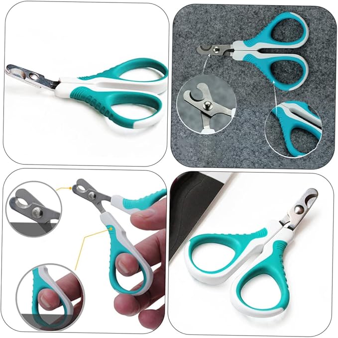 balacoo Portable Stainless Steel Cat Nail Clipper Safety Guard Pet Nail Scissors for Dogs Kittens and Puppies Comfortable Grip for Home Grooming Sky-