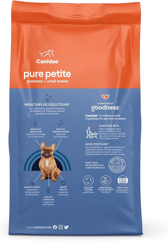 Canidae Pure Petite Premium Freeze-Dried Raw Coated Dog Food for Small Breeds, Real Salmon Recipe, 10 lbs, Grain Free