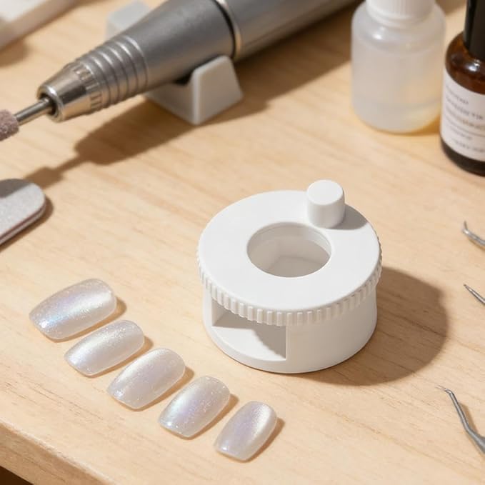 Rotating Cat Eye Magnet, Adjustable Cylinder Stand, Beginner Friendly Nail Tool with Uniform Magnetic Force and Excellent Light Absorption, Can Easily DIY Glossy Cat Eye Effect (White)