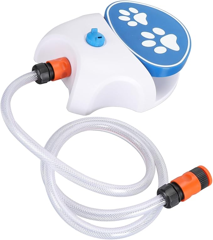 Zunate Activated Dog Water Fountain, Outdoor Step On Pet Sprinkler Drinking Feeder with Hose for Hydration and Easy Access to Clean Water Supply
