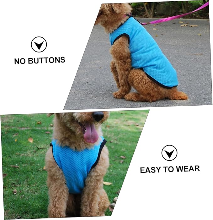Pet Dog Cooling Vest Breathable Sleeveless Mesh Shirt Blue M Summer Cooling Clothes Puppy Summer Costume Pet Supplies