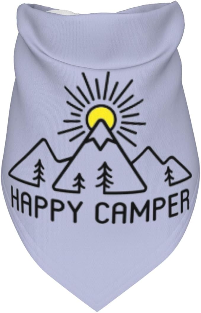Happy Camper Summer Dog Bandana，Adorable Puppy Accessory for The avid Camper ，Pet Neckerchief for Pets Daily Wear Photo Prop Party Supplies,Funny Cute Dog Bandana (Gray Blue)