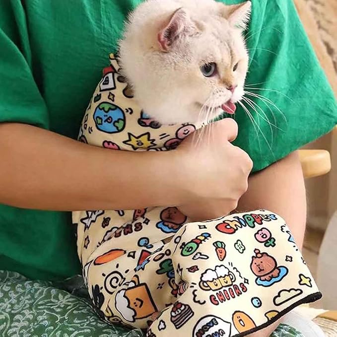 Cat Grooming Wrap, Anti-Bite Cat Wrap for Cutting Nails Cat Restraint for Nail Clipping Fabric for Cats Restraint Bag Cat Grooming Bag Cat Nail Trimming Restraint Wrap