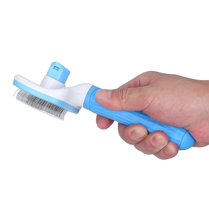 Gavigain Pet Hair Brush Steel Needle Comb Massage Particles Supply Pink Blue for Pet Grooming
