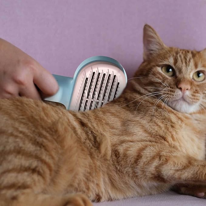 Self Cleaning Slicker Brush | Grooming Tool for Cats Dogs - Push Button Hair Remover, Detangling Undercoat Comb, Skin Massage Pins Reduce Shedding | for Veterinarians Owners Salon Use