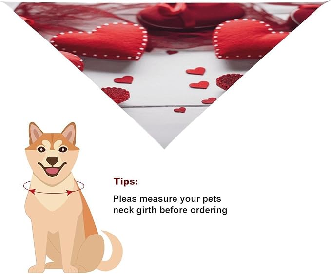 Dog Bandana Spring Pet Scarf Adjustable Triangle Handmade Red Hearts Printing Dog Bib Washable Polyester Puppy Bandana for Small Medium Large Dogs Cat Birthday Party Supplies