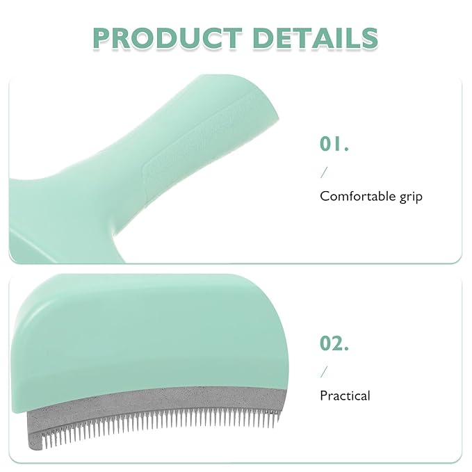 UPKOCH Pet Deshedding Comb for Dogs and Cats, Metal Fur Rake Brush with Long Teeth, Large Green Grooming Tool for Removing Matted and Loose Hair at Home