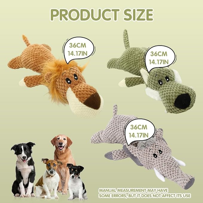 Plush Toys for Aggressive Chewers, 2025 New Interactive Dog Toys for Heavy Chewers, Durable Indestructible Puppy Squeaky Chew Toys (Green+Brown)