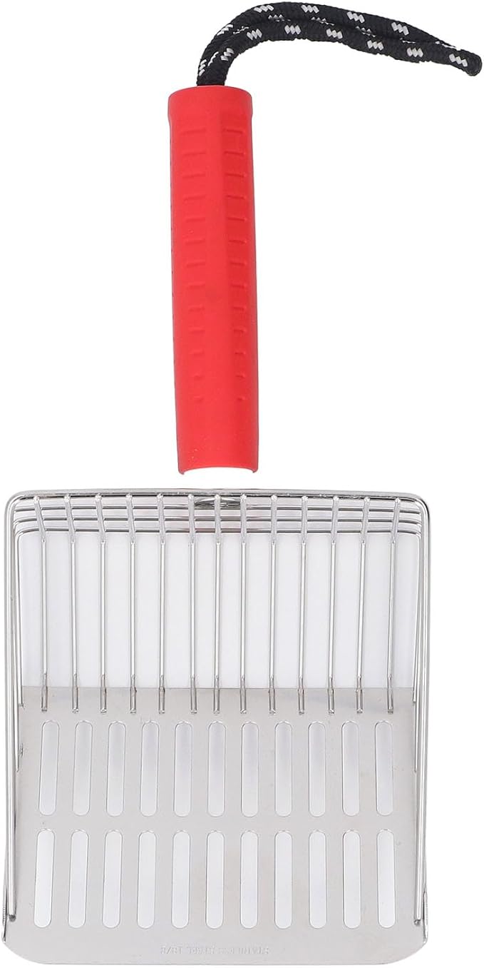Cat Litter Scoop, Removable Handle Cat Litter Sifter, Stainless Steel Fast Filtration Cat Litter Shovel for Kitten Cat Dog Poop (Red)