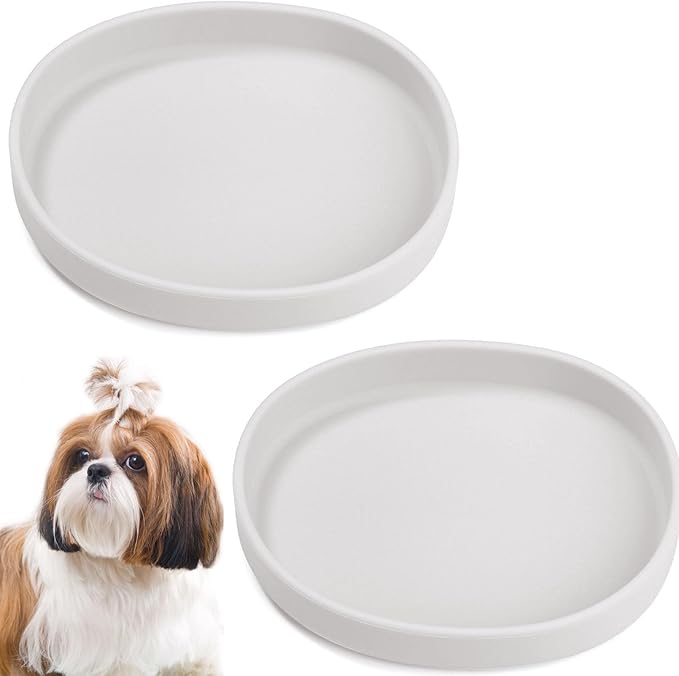 BNOSDM Silicone Dog Food Plate Shallow Dogs Bowl Flat Cat Dish 2 Pack Small Puppy Plates for Small Dog and Cats Whisker Fatigue Pet Feeding Bowls for Dry and Wet Food (Grey)