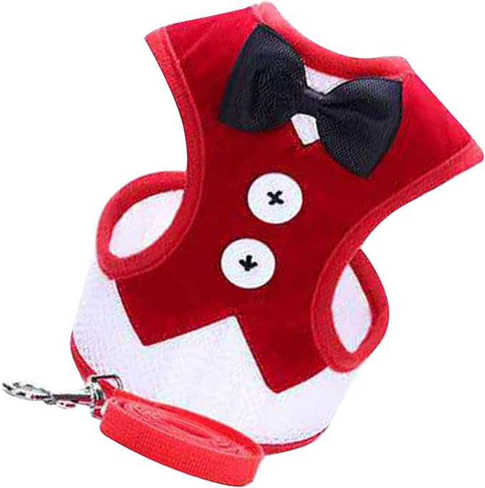 Dog Harness Leash, Breathable Fabric Bow Tie Harness Set, Colorful Sturdy, for Medium Large Dogs Walking Pet Supplies (M)