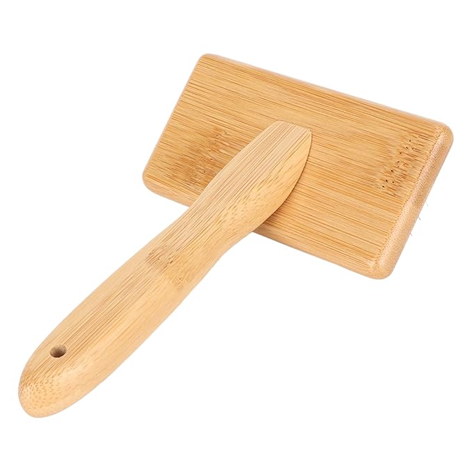 Macrame Slicker Pet Comb with Air Bag, Stainless Steel Teeth, Cushion Bamboo Handle Cleaning Pet Hair Brush, Pet Detangling flea Comb Tool for Dog Cat Safe Gentle Grooming