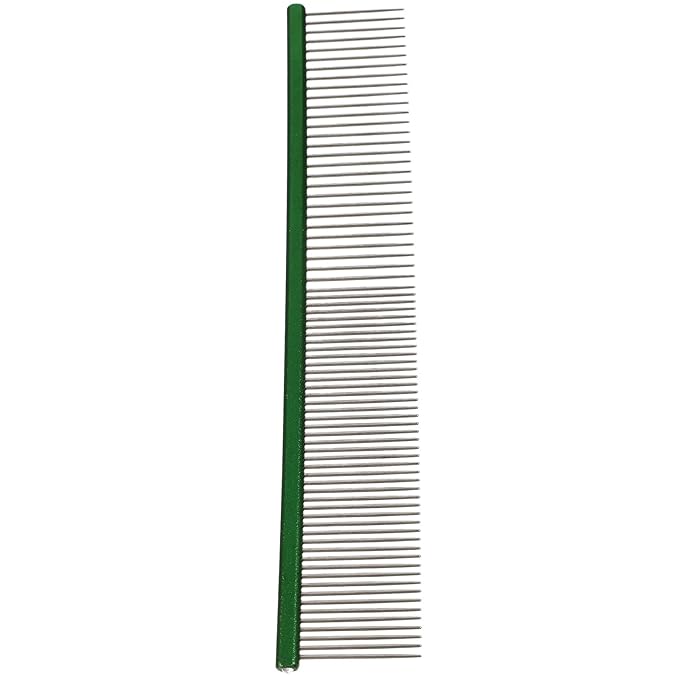 Totority Portable Reusable Pet Hair Comb for Dogs and Cats, Lightweight Aluminum Dematting Comb with Green Handle, Compact Grooming Tool for Detangling and Shedding Control