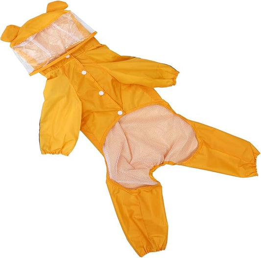 VOSAREA Waterproof Dog Rain Jacket Hooded Bee Pattern Lightweight Raincoat for Small to Medium Dogs XXL Yellow Rainwear for Rainy Weather Pet Supplies