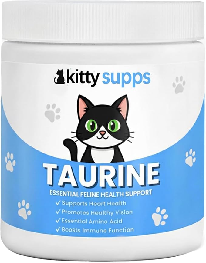 Taurine Supplement for Cats,KittySupps Taurine for Cats - Supports Heart, Eyes & Immunity, Promotes Energy & Healthy Coat, 200 Gram Powder Supplement.