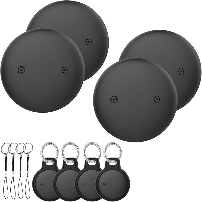 Apple Find My Tracker 4-Pack - Premium AirTag Alternative, Smart Bluetooth Item Finder for Keys, Wallets, Luggage | IP67 Waterproof, 1-Year Battery, No Subscription Required