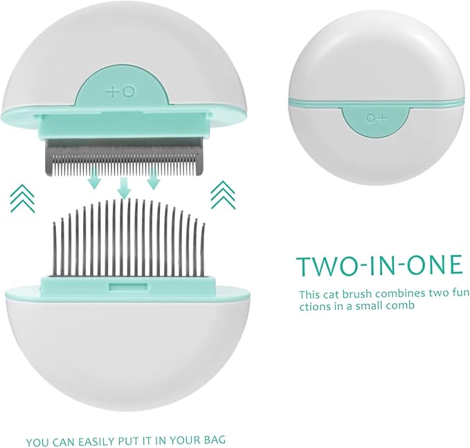 Luxshiny Cat Hair Comb and Pet Grooming Brush with Comfortable Grip Portable Lightweight Design Dual Function Shedding and Massage Tool for Cats Mint Green